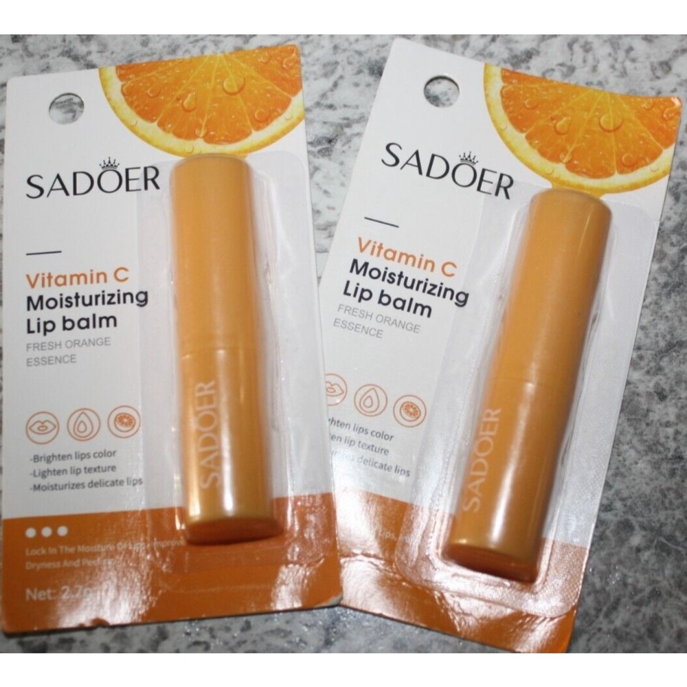 2 Packages Sadoer Vitamin C Moisturizing Lip Balm Fresh Orange Essence NIP
